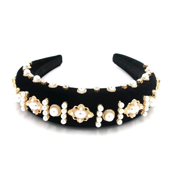 Baroque Velvet Jeweled Headband main image 5